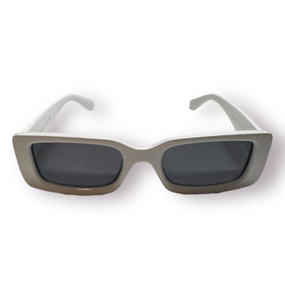 Veda Tinda Vision Rectangle Sunglasses Off White Retro TAC Polarized UV Lenses - Picture 3 of 11